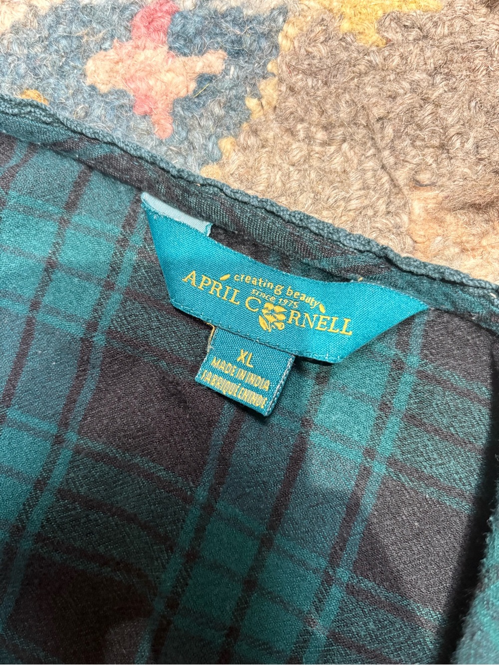 Vintage Vintage April Cornell Embroidered Plaid Maxi Dress - Picture 9 of 10